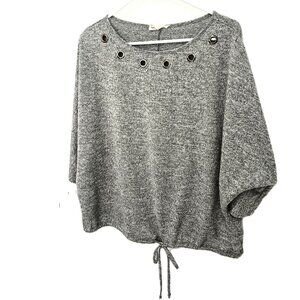 Parallel Skies Top Gray Heathered Grommet Womens Size Large